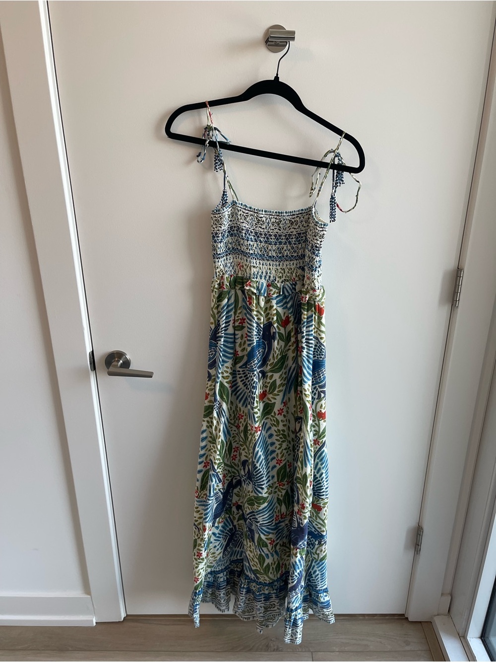 Farm Rio Off-White Macaw Flight Smocked Maxi Dress - Picture 2 of 8